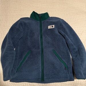 Men’s M North Face Blue and Green Fleece Jacket